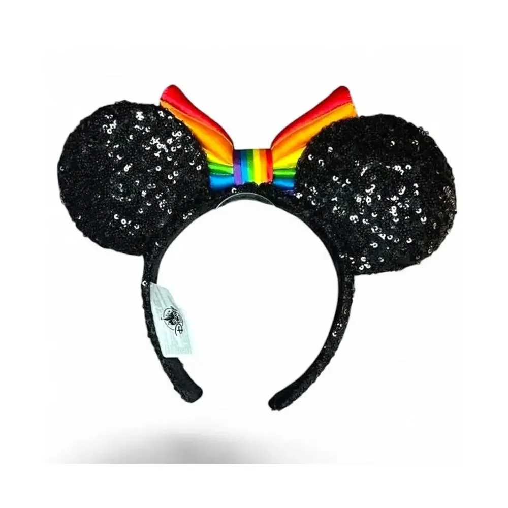 Rainbow Pride Sequin Mouse Ears Headband Festival Park Costume Accessory